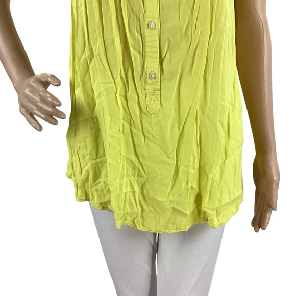 Holding Horses Anthropologie Yellow Sleeveless Button Front Tunic Top M Rayon - Picture 3 of 7